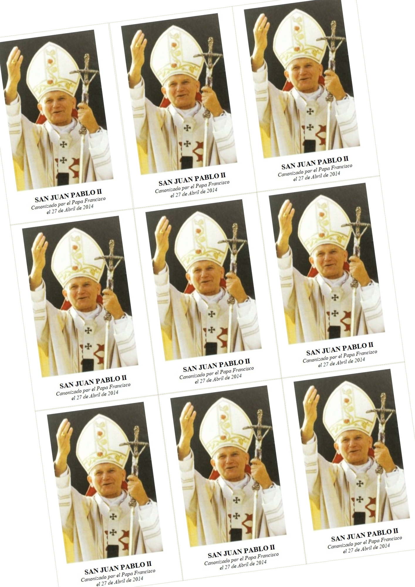 Estampas con oración de San Juan Pablo II en Pdf